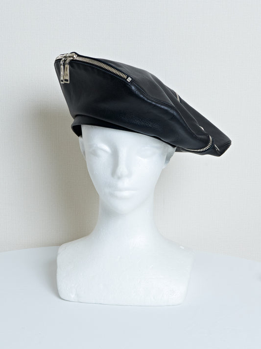 【SAMPLE】Leather Beret / BLACK