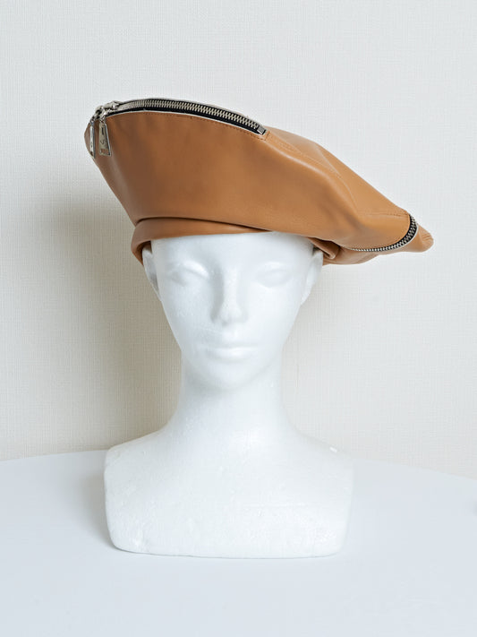 【SAMPLE】Leather Beret / BEIGE