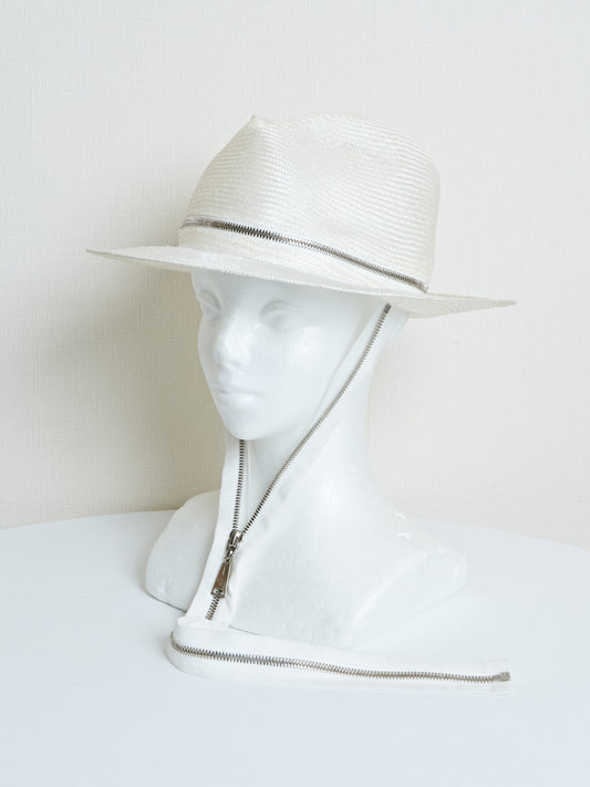 【SAMPLE】Zip Strap Mugiwara Fedora / WHITE