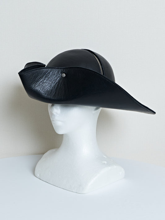 【SAMPLE】Leather Pirete Hat / BLACK