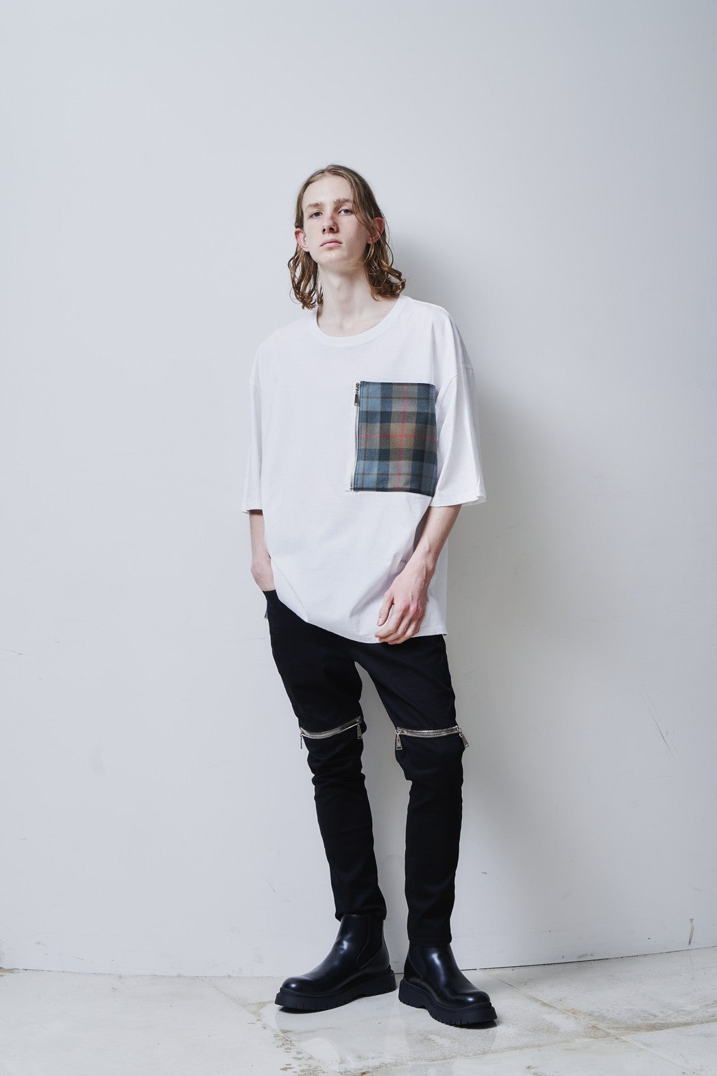 【数量限定】Tartan Pocket T-Shirts / BLACK-GW [Earth Tag]