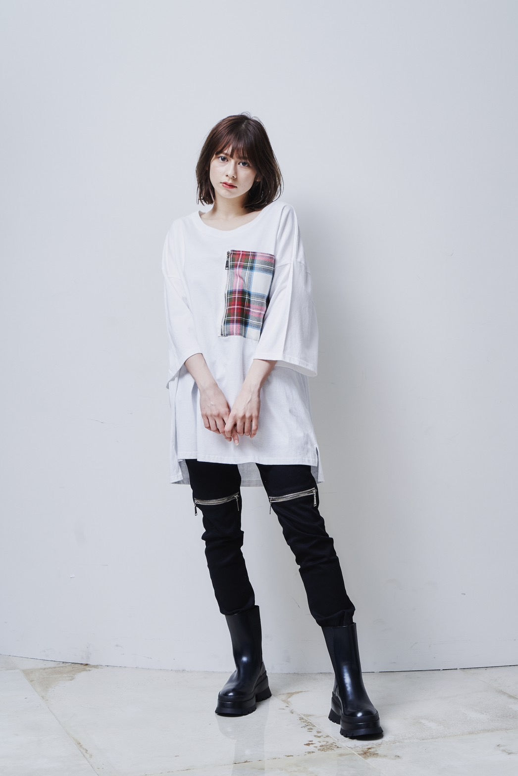 【ORDERD PRODUCT】Tartan Pocket T-Shirts / WHITE-SD [Earth Tag]