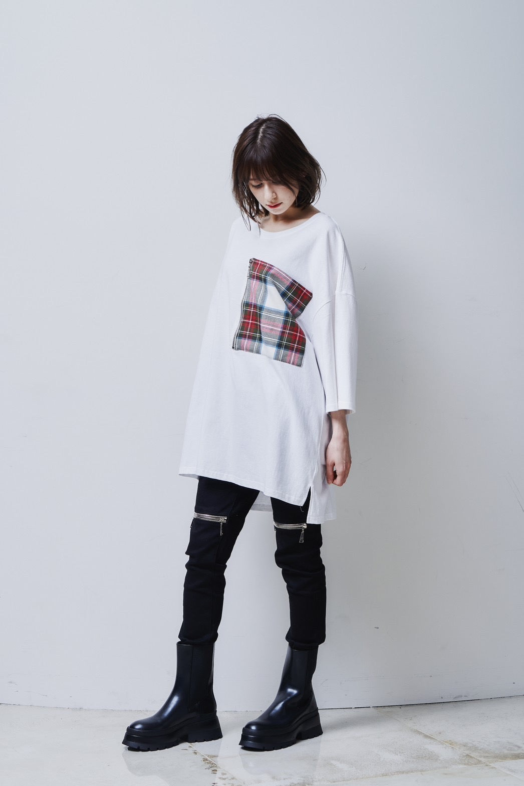 【ORDERD PRODUCT】Tartan Pocket T-Shirts / WHITE-SD [Earth Tag]